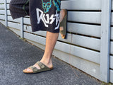 European men's sandals. Very similar to Birkenstock sandals. Quality and comfort, contoured footbeds from Spain. In Khaki.