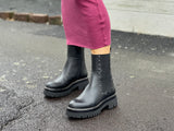 Designer combat boots European made. Spanish boots with stud detail, zipper and elasticated gusset. Chunky boots with robust sole. Women's ankle boots.