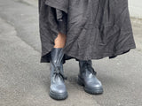 Grungy combat style boot. European, made in Italy from quality, soft leathers. Rugged and robust sole unit, comfortable women's boots. In slate colour