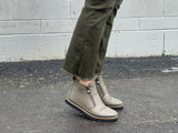 Gray/Grey smart casual women's ankle boots made from soft leather. Double zipper, robust sole. Women's shoes