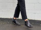 Black/Bronze smart casual women's ankle boots made from soft Nappa leather and patent leather. Double zipper, robust sole. Women's shoes
