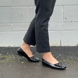 Quality women's footwear. Ballet flats in beautiful high shine leather. In black.
