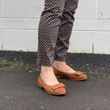 Quality women's shoes. Comfortable ballet flats in soft suede. In tan.