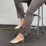 Quality women's footwear. Ballet flats in beautiful high shine leather. In Gold.
