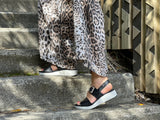 Quality European women's sandals. Made in Spain, comfortable flexible sandals in soft leather. In Black.