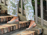 Comfortable, Spanish leather, wedge espadrille sandals. Slingback in taupe colour. Quality European women's footwear and shoes.