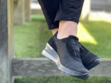Aco Comfort Ajay sneakers in black. Dressy European slip on shoes/sneakers. Comfortable with removable insoles. 